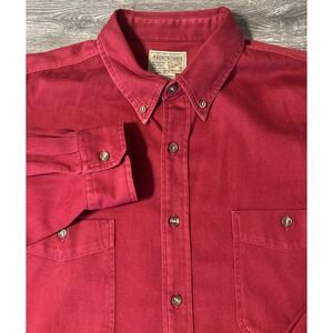 Vintage Abercrombie & Fitch Red Canvas Big Shirt Long Sleeve Button Up, Size XL